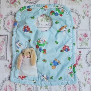 Vintage Bib with Pocket and Tiny Bunny  90s
